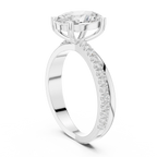 Oval Cut Engagement Ring with Pavé Diamond Accent Band in 10K White Gold