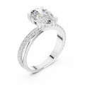 Oval Cut Engagement Ring with Pavé Diamond Accent Band in 10K White Gold