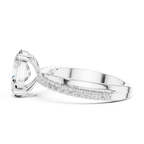 Oval Cut Engagement Ring with Pavé Diamond Accent Band in 10K White Gold
