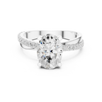 Oval Cut Engagement Ring with Pavé Diamond Accent Band in 10K White Gold