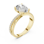 Oval Cut Engagement Ring with Pavé Diamond Accent Band in 10K White Gold
