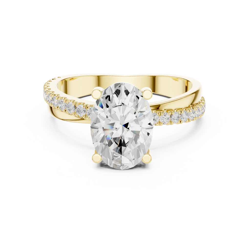 Oval Cut Engagement Ring with Pavé Diamond Accent Band in 10K White Gold