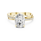 Oval Cut Engagement Ring with Pavé Diamond Accent Band in 10K White Gold
