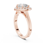 Heart Cut Halo Engagement Ring in 14K Rose Gold - Elegant Heart Shaped Solitaire Ring for Women