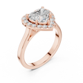 Heart Cut Halo Engagement Ring in 14K Rose Gold - Elegant Heart Shaped Solitaire Ring for Women