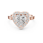 Heart Cut Halo Engagement Ring in 14K Rose Gold - Elegant Heart Shaped Solitaire Ring for Women