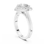Heart Cut Halo Engagement Ring in 14K Rose Gold - Elegant Heart Shaped Solitaire Ring for Women