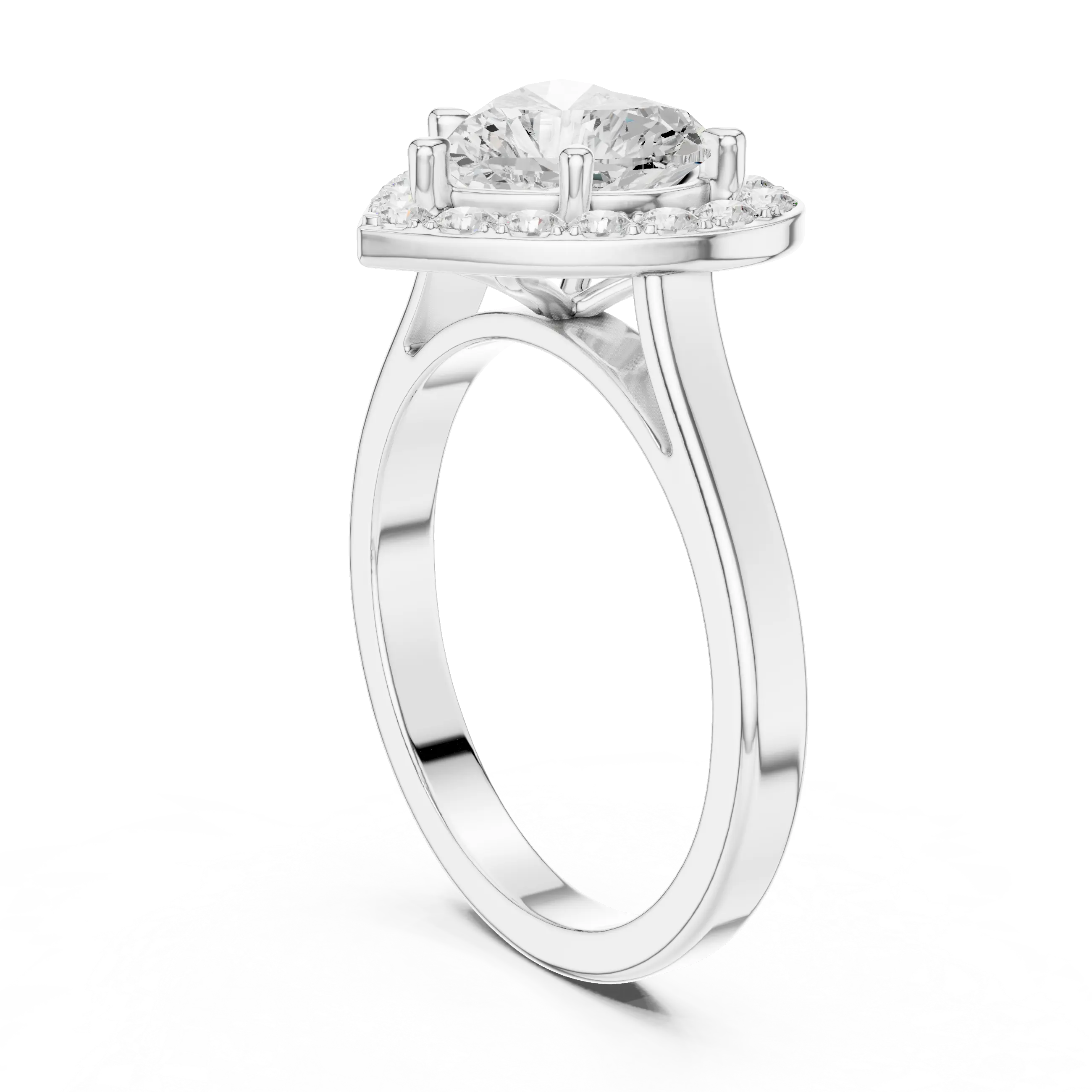 Heart Cut Halo Engagement Ring in 14K Rose Gold - Elegant Heart Shaped Solitaire Ring for Women