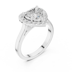 Heart Cut Halo Engagement Ring in 14K Rose Gold - Elegant Heart Shaped Solitaire Ring for Women