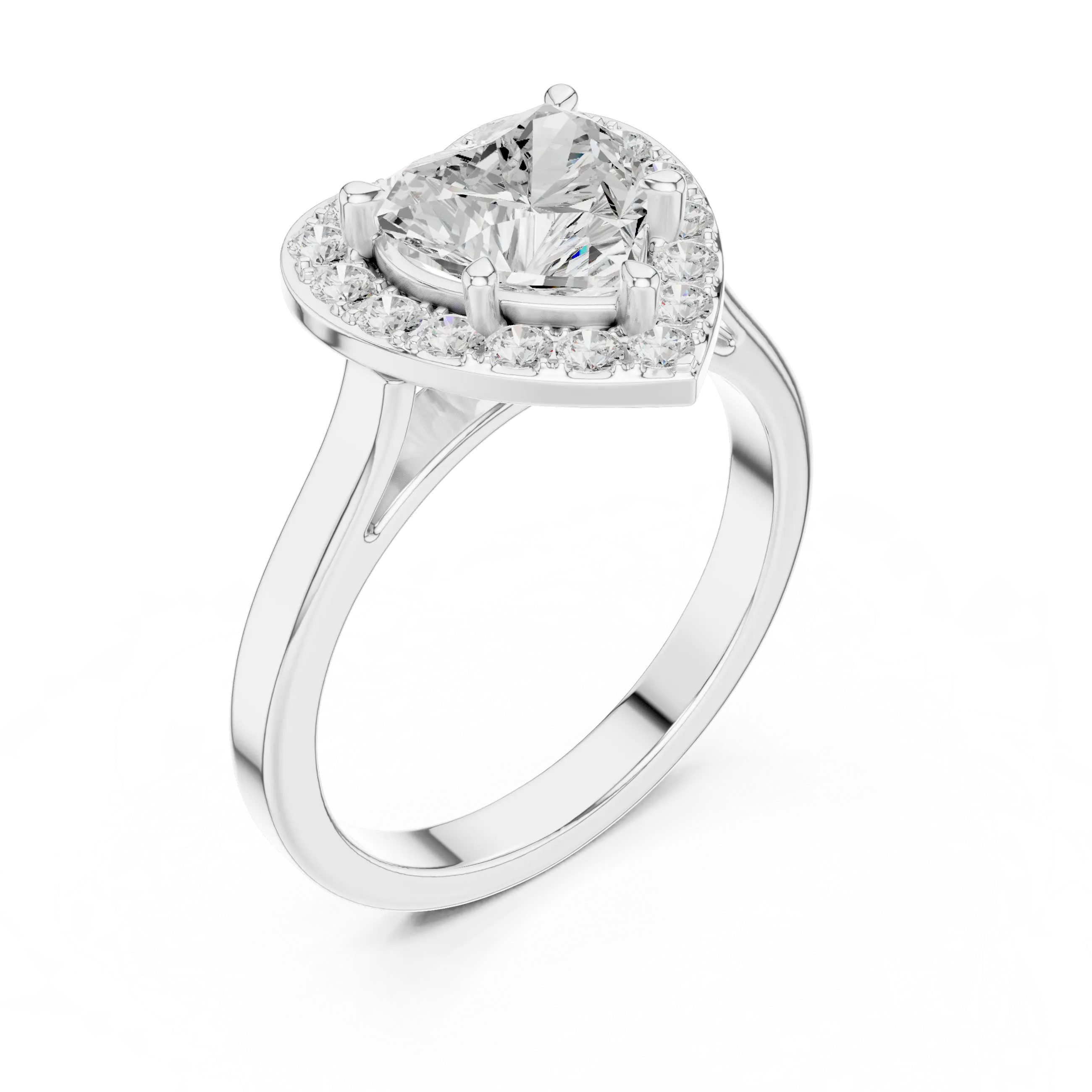 Heart Cut Halo Engagement Ring in 14K Rose Gold - Elegant Heart Shaped Solitaire Ring for Women