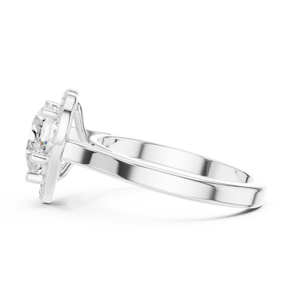 Heart Cut Halo Engagement Ring in 14K Rose Gold - Elegant Heart Shaped Solitaire Ring for Women