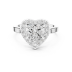 Heart Cut Halo Engagement Ring in 14K Rose Gold - Elegant Heart Shaped Solitaire Ring for Women