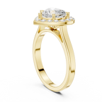 Heart Cut Halo Engagement Ring in 14K Rose Gold - Elegant Heart Shaped Solitaire Ring for Women