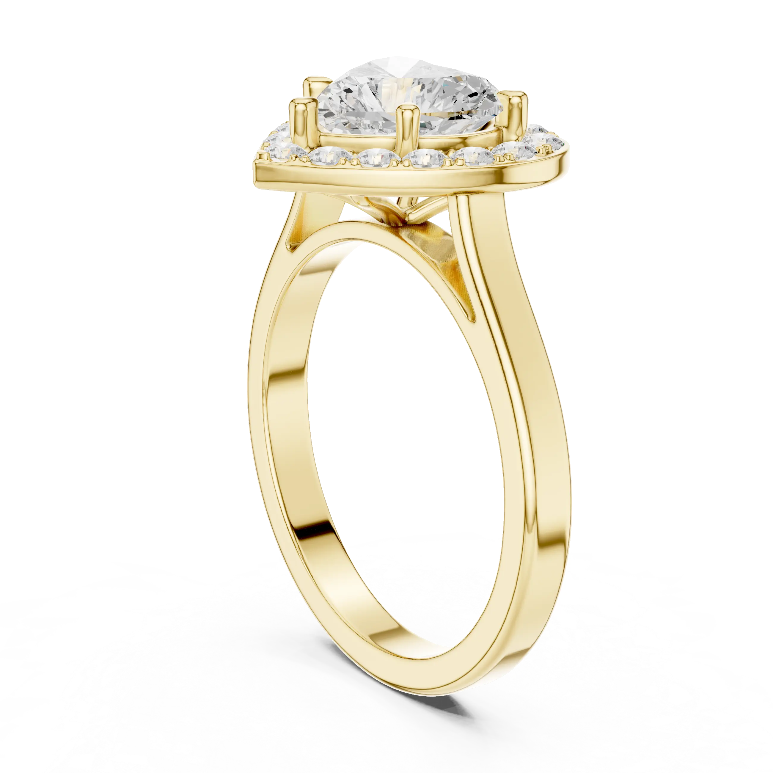Heart Cut Halo Engagement Ring in 14K Rose Gold - Elegant Heart Shaped Solitaire Ring for Women