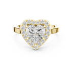Heart Cut Halo Engagement Ring in 14K Rose Gold - Elegant Heart Shaped Solitaire Ring for Women