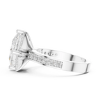 Princess Cut Engagement Ring with Petal Halo and Channel Set Band in 14K White Gold