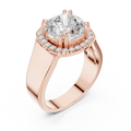 Cushion Cut Halo Engagement Ring with 14K Rose Gold Moissanite Diamond
