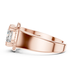 Cushion Cut Halo Engagement Ring with 14K Rose Gold Moissanite Diamond