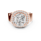 Cushion Cut Halo Engagement Ring with 14K Rose Gold Moissanite Diamond