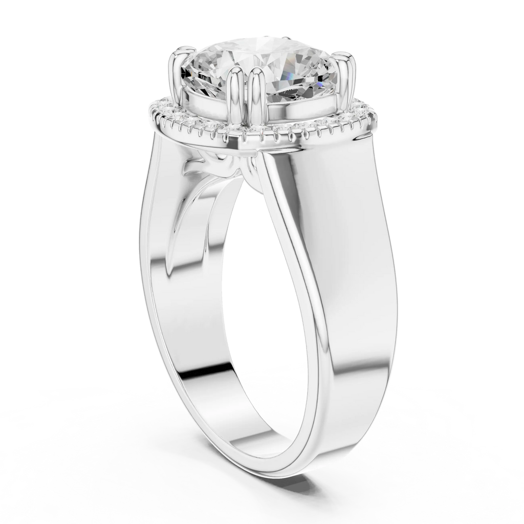 Cushion Cut Halo Engagement Ring with 14K Rose Gold Moissanite Diamond
