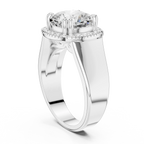 Cushion Cut Halo Engagement Ring with 14K Rose Gold Moissanite Diamond