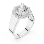 Cushion Cut Halo Engagement Ring with 14K Rose Gold Moissanite Diamond