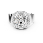 Cushion Cut Halo Engagement Ring with 14K Rose Gold Moissanite Diamond