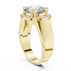 Cushion Cut Halo Engagement Ring with 14K Rose Gold Moissanite Diamond
