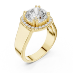 Cushion Cut Halo Engagement Ring with 14K Rose Gold Moissanite Diamond