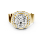 Cushion Cut Halo Engagement Ring with 14K Rose Gold Moissanite Diamond