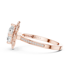 14K White Gold Cushion Cut Floral Halo Diamond Ring