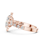 Oval Cut Statement Ring with Petal Halo and Large Stone Pavé Shank