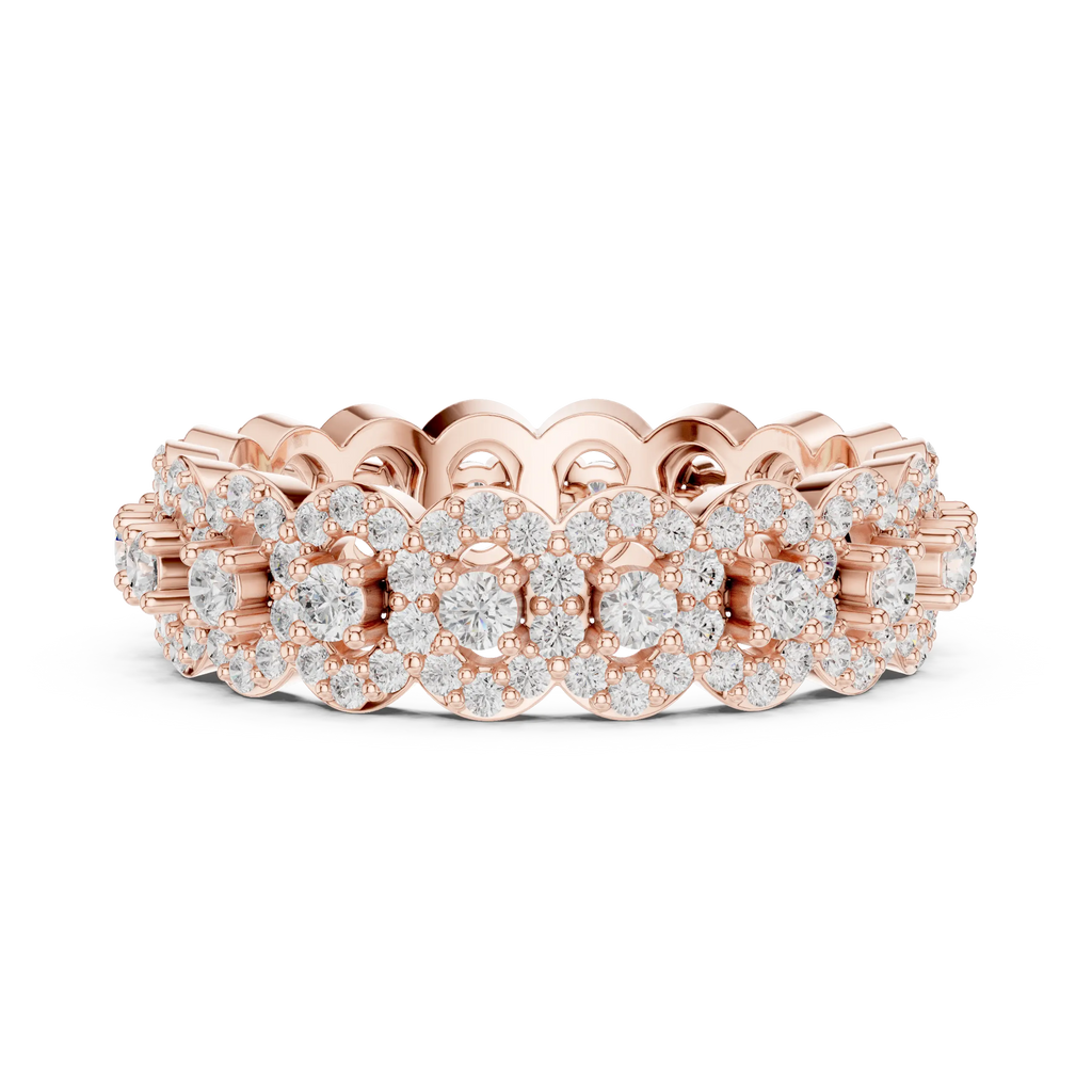 14K White Gold Moissanite Diamond Cluster Eternity Ring