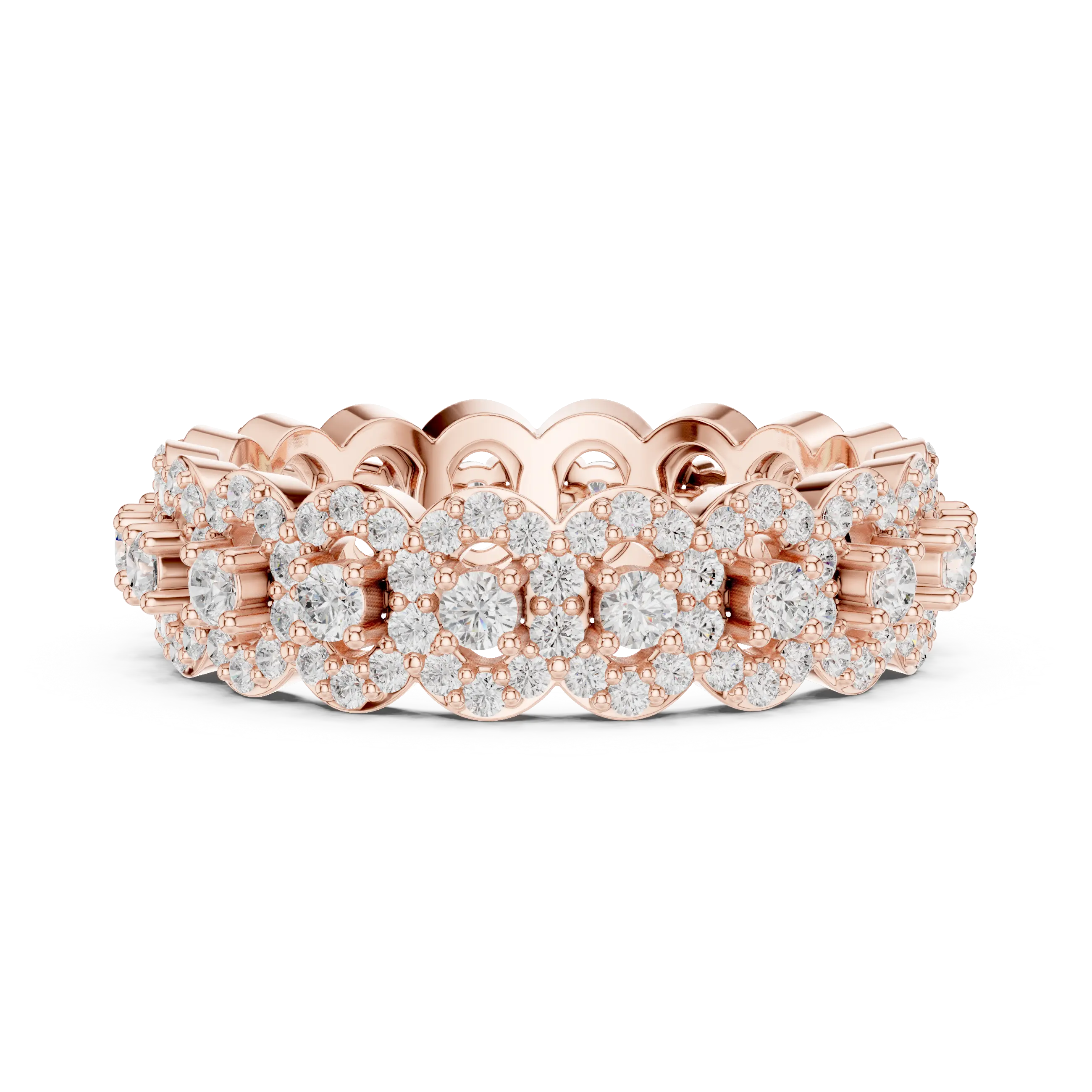 14K White Gold Moissanite Diamond Cluster Eternity Ring