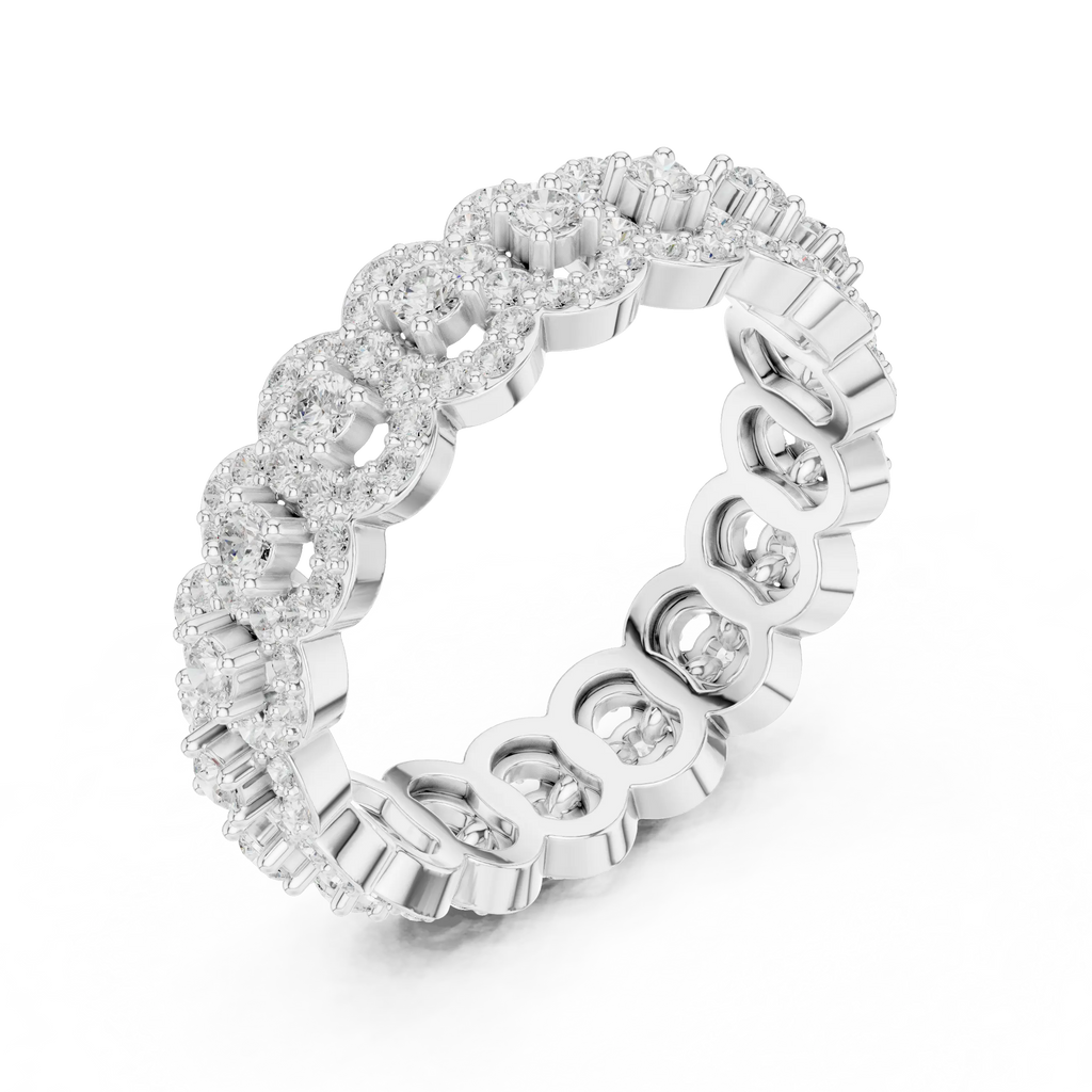 14K White Gold Moissanite Diamond Cluster Eternity Ring