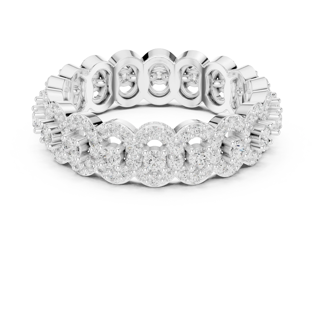 14K White Gold Moissanite Diamond Cluster Eternity Ring