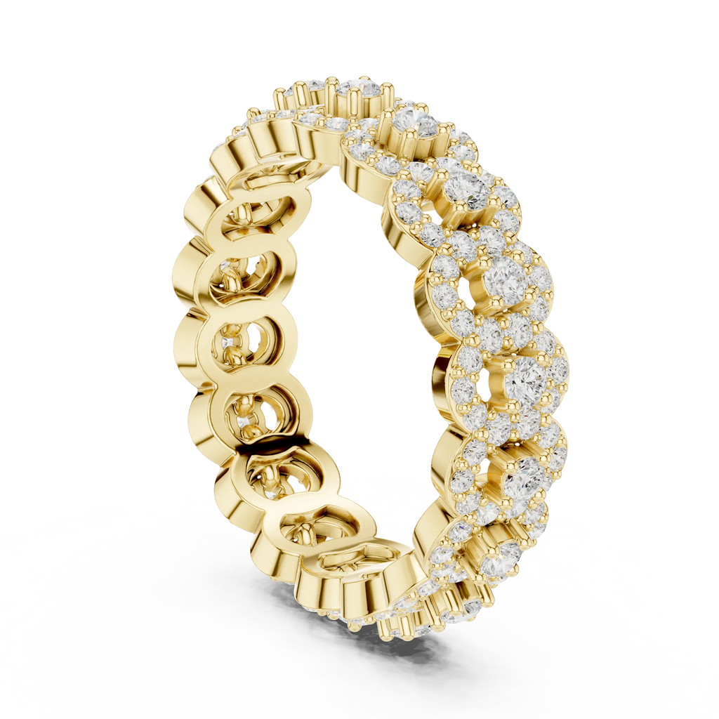 14K White Gold Moissanite Diamond Cluster Eternity Ring