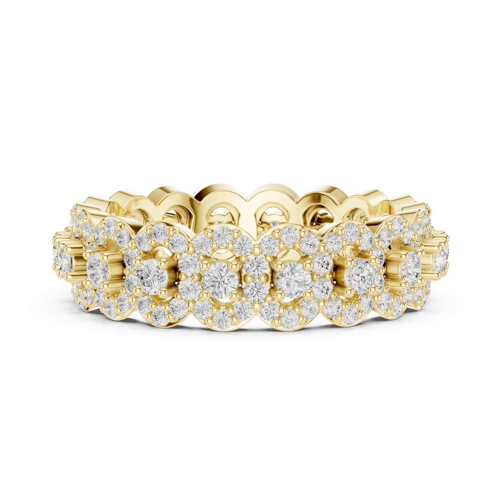 14K White Gold Moissanite Diamond Cluster Eternity Ring