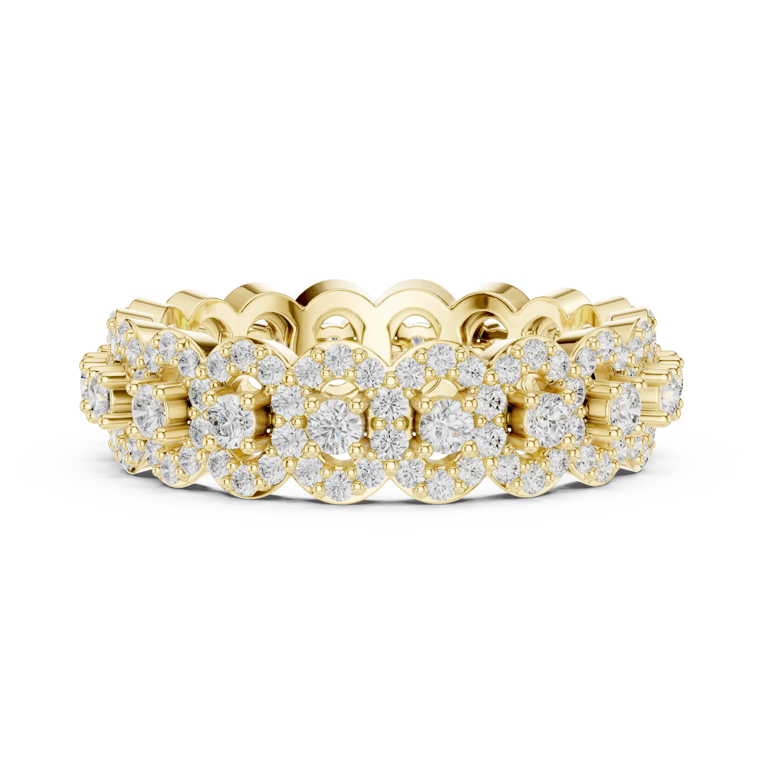14K White Gold Moissanite Diamond Cluster Eternity Ring