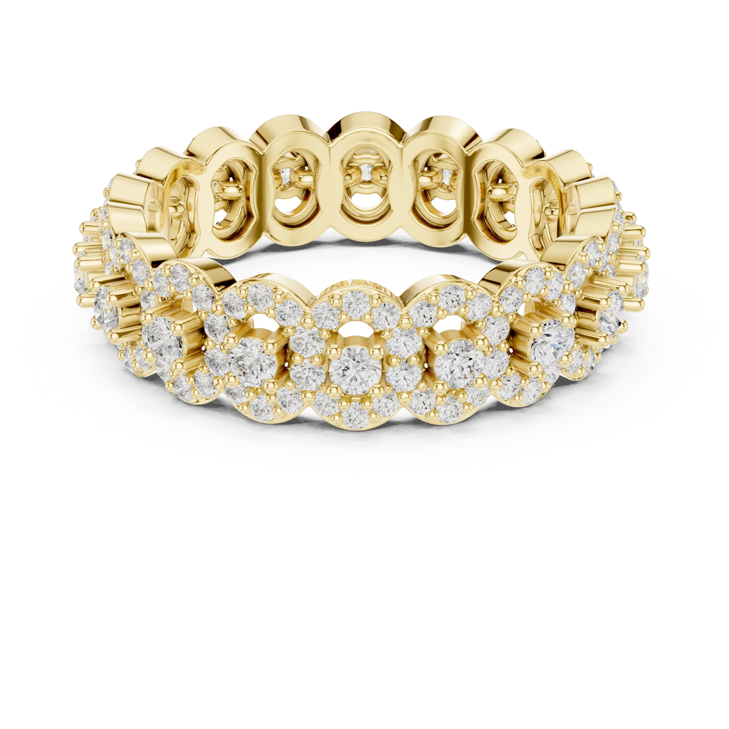 14K White Gold Moissanite Diamond Cluster Eternity Ring