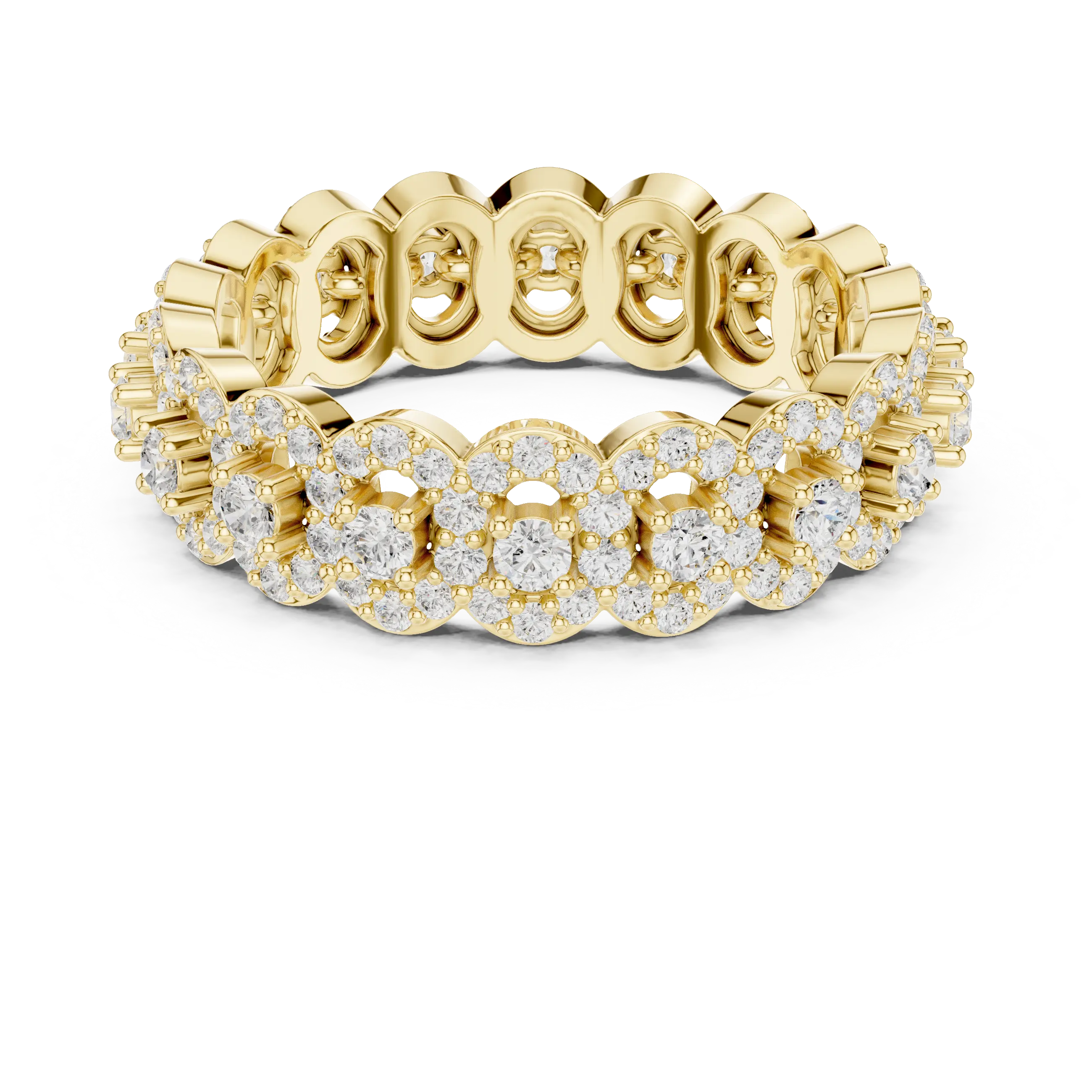14K White Gold Moissanite Diamond Cluster Eternity Ring