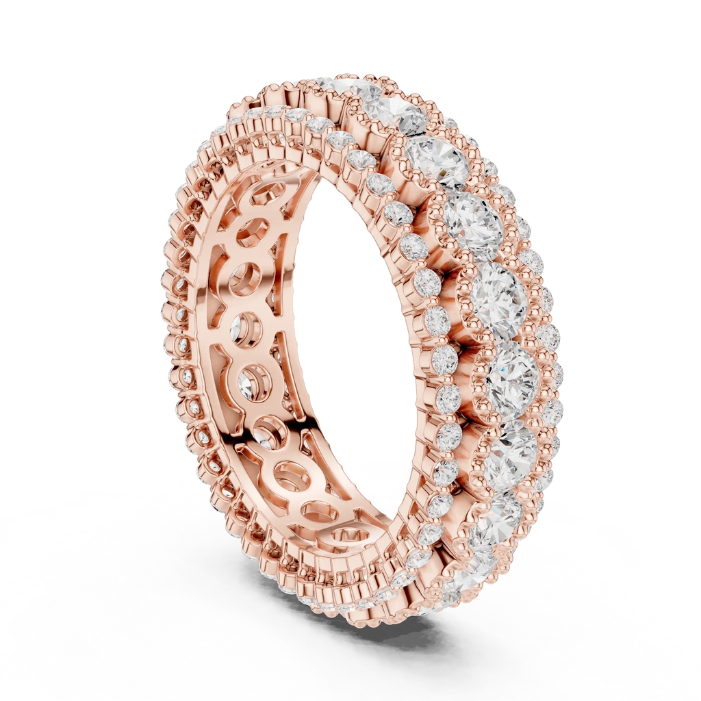 Triple Row Diamond Eternity Band in White Gold Lab Grown Diamond
