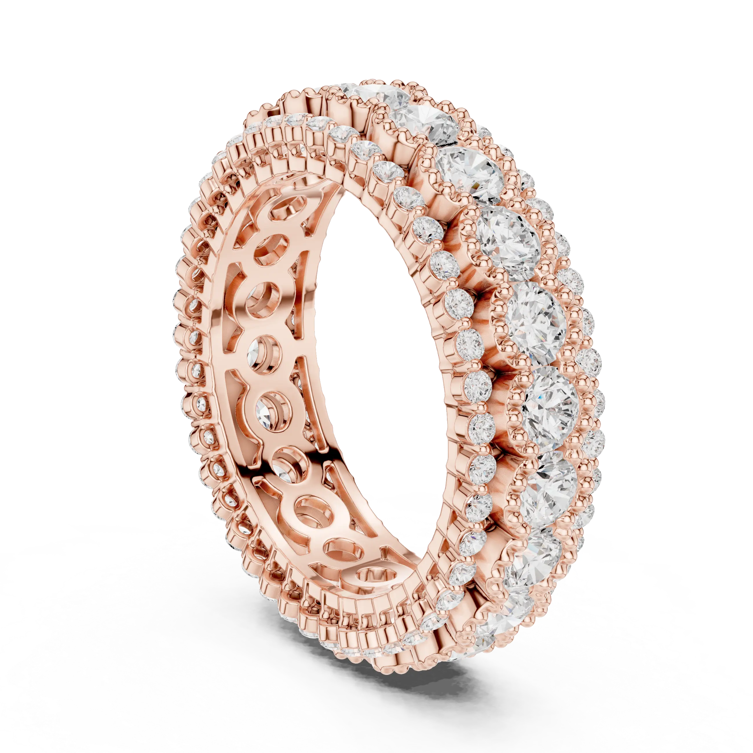 Triple Row Diamond Eternity Band in White Gold Lab Grown Diamond