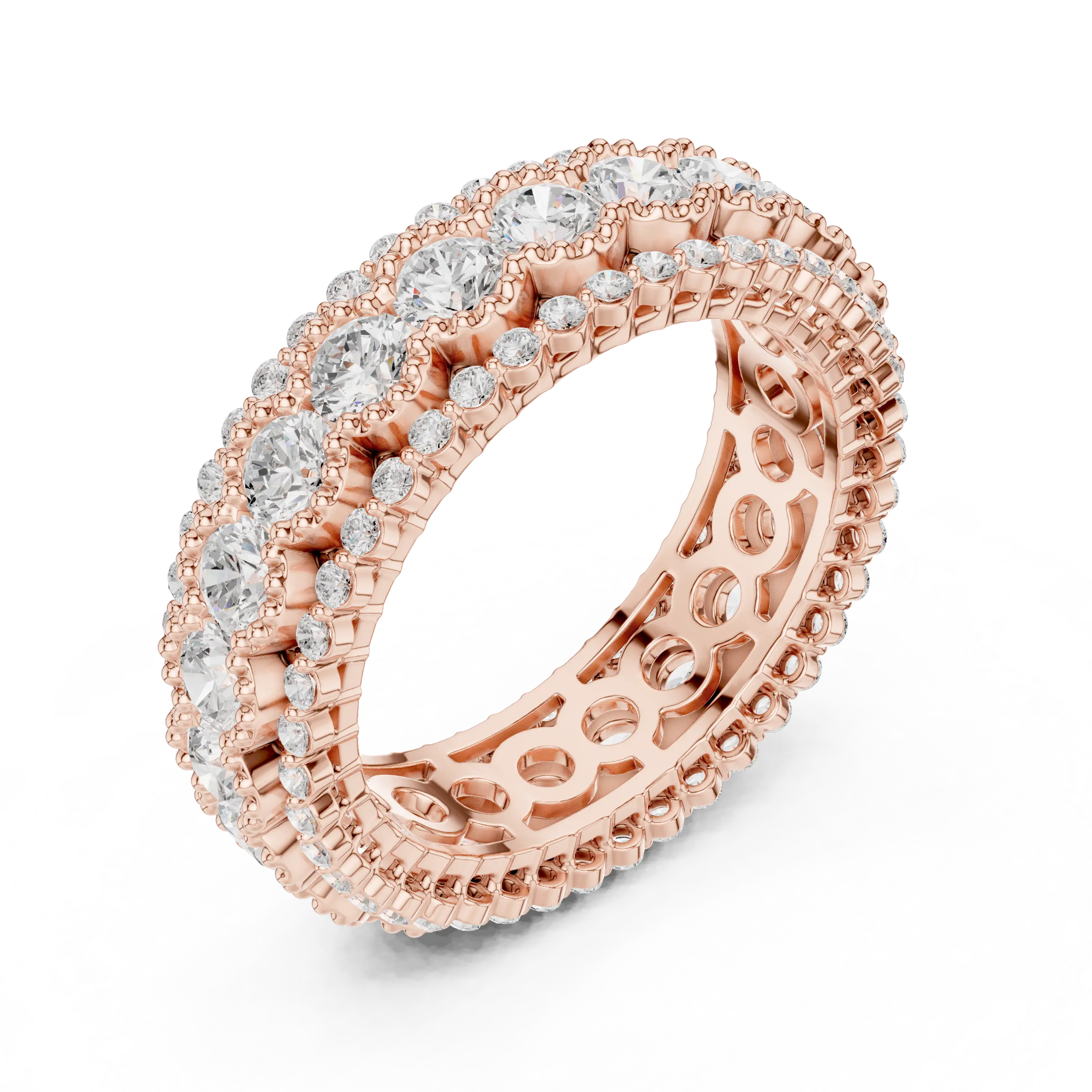 Triple Row Diamond Eternity Band in White Gold Lab Grown Diamond