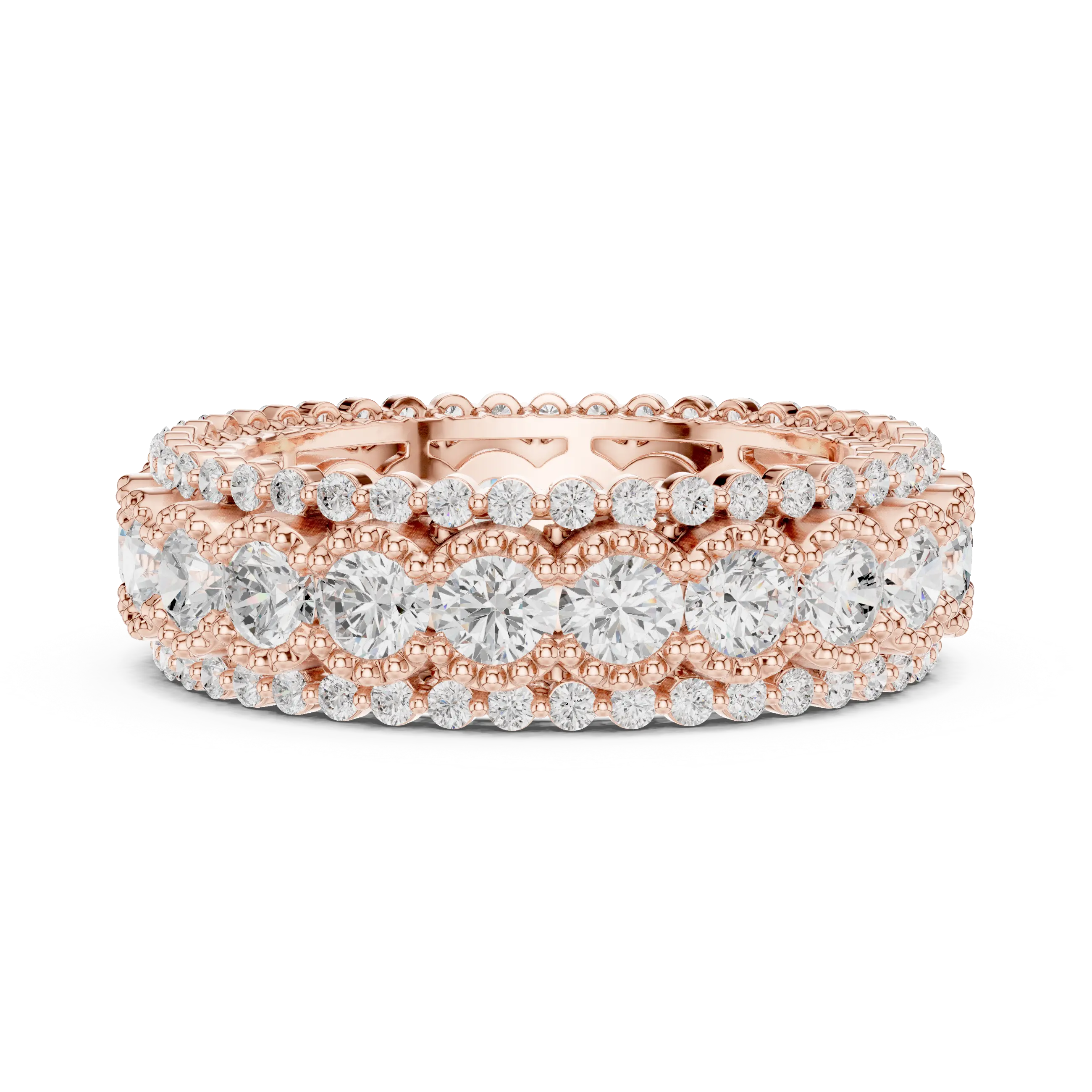 Triple Row Diamond Eternity Band in White Gold Lab Grown Diamond