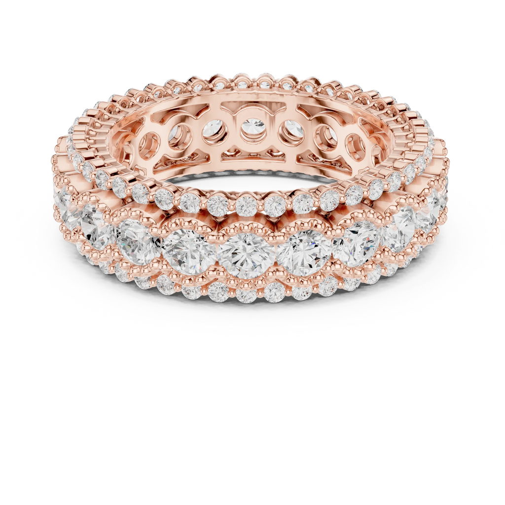 Triple Row Diamond Eternity Band in White Gold Lab Grown Diamond
