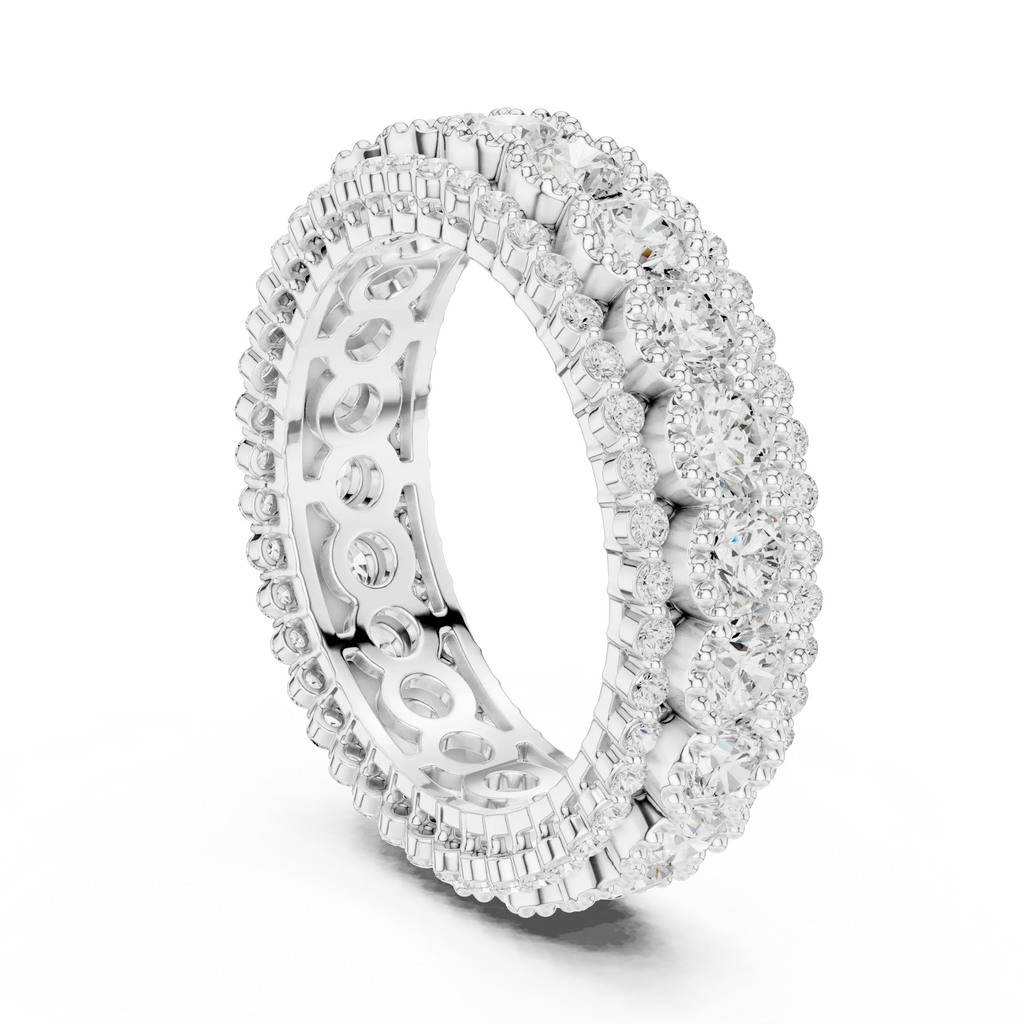 Triple Row Diamond Eternity Band in White Gold Lab Grown Diamond