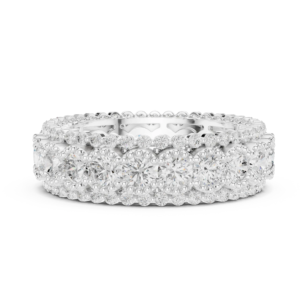 Triple Row Diamond Eternity Band in White Gold Lab Grown Diamond