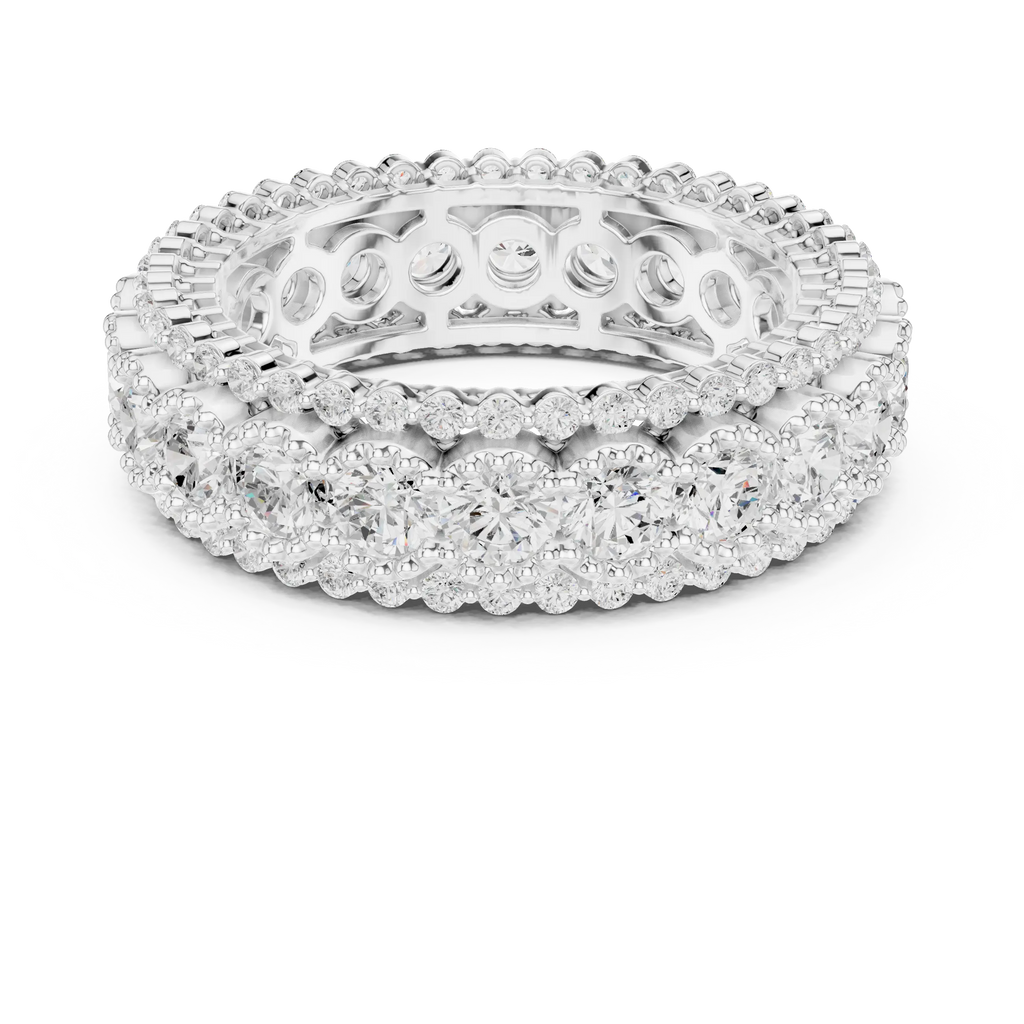 Triple Row Diamond Eternity Band in White Gold Lab Grown Diamond