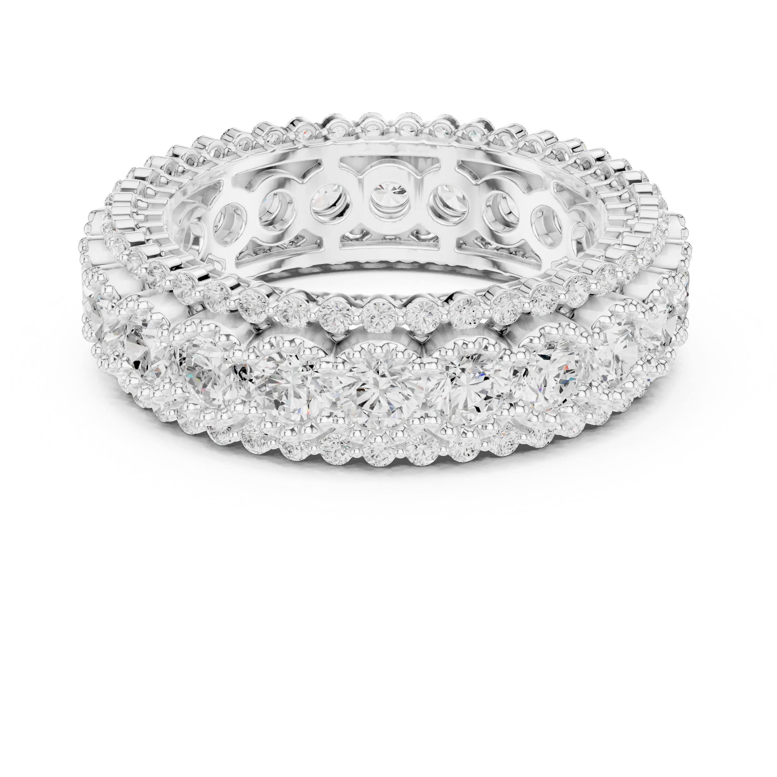 Triple Row Diamond Eternity Band in White Gold Lab Grown Diamond